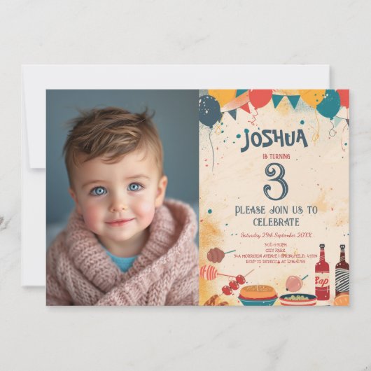 Barbecue Thema Verjaardagsfeest I Custom Foto Kaart (Voorkant)