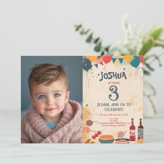 Barbecue Thema Verjaardagsfeest I Custom Foto Kaart (Staand voorkant)