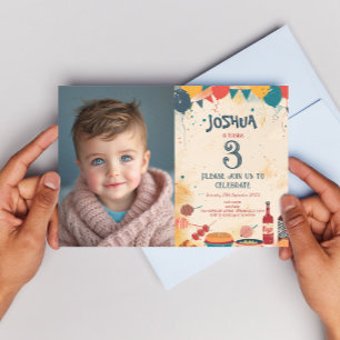 Barbecue Thema Verjaardagsfeest I Custom Foto Kaart