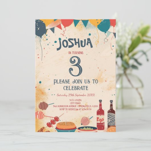 Barbecue thema Verjaardagsfeest Kaart (Staand voorkant)