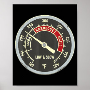 Barbecue-thermometer Rookachtige barbecue-grill la Poster