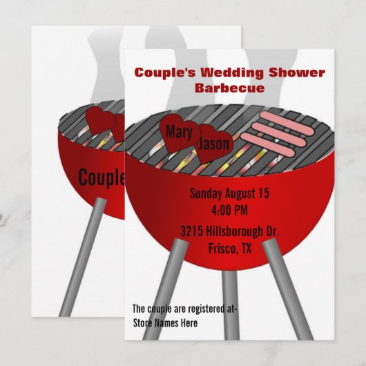 Barbecue Thleed Couple's Wedding Shower Uitnodigin Kaart (Voorkant / Achterkant)