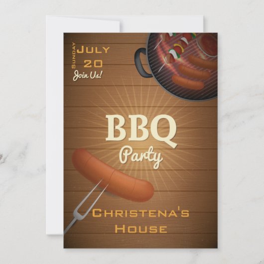 Barbecue Time BBQ Party Invitation Kaart (Voorkant)