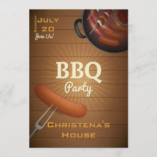 Barbecue Time BBQ Party Invitation Kaart