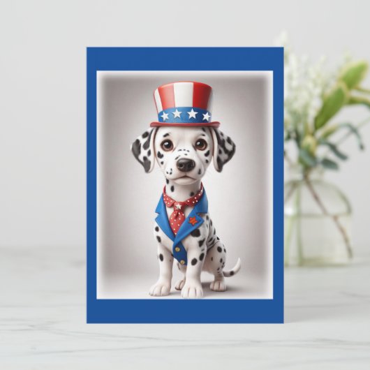 Barbecue Uitnodiging 4 juli Dalmatisch. (Staand voorkant)