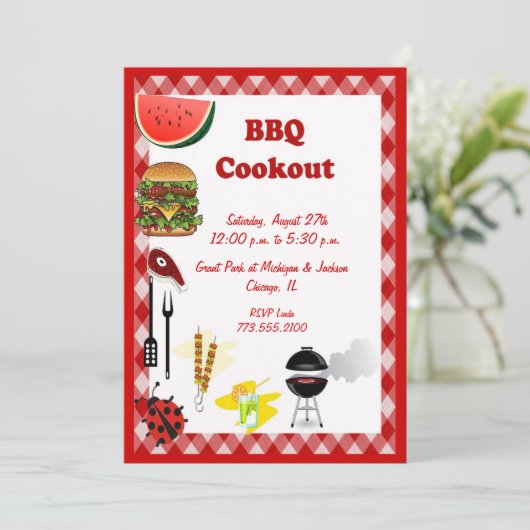 barbecue-uitnodiging kaart (Staand voorkant)