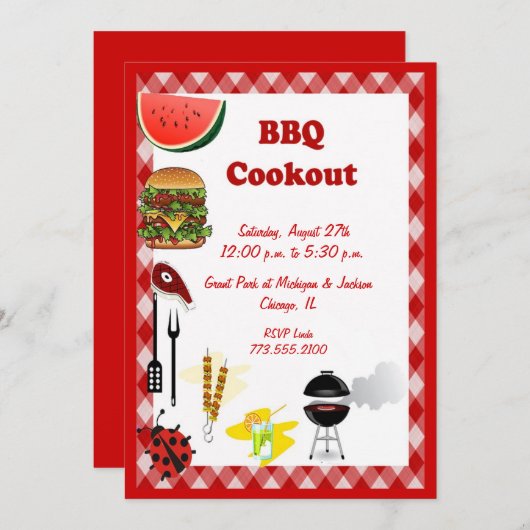 barbecue-uitnodiging kaart (Voorkant / Achterkant)