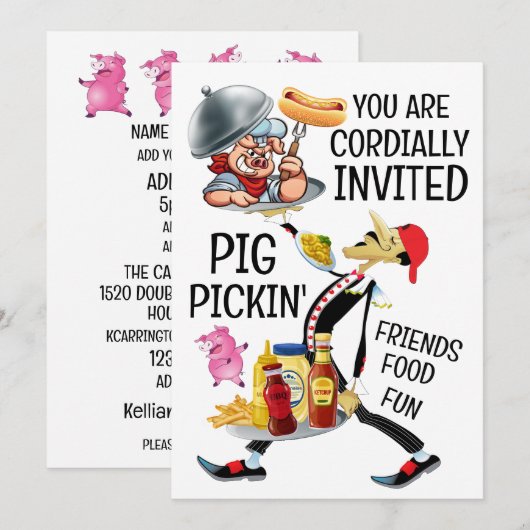 Barbecue / Varkensschedelselectie Kaart (Voorkant / Achterkant)