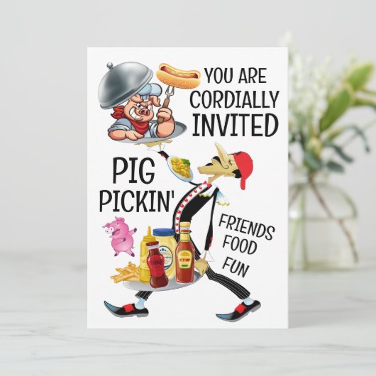 Barbecue / Varkensvlees picknick Kaart (Staand voorkant)