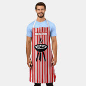 Barbecue Verticale Streep #2 DIY Kleuren Rood Wit Schort (Gedragen)