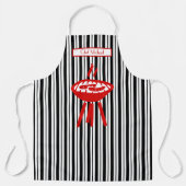 Barbecue Verticale Streep #2 DIY Kleuren Zwart Wit Schort (Voorkant)