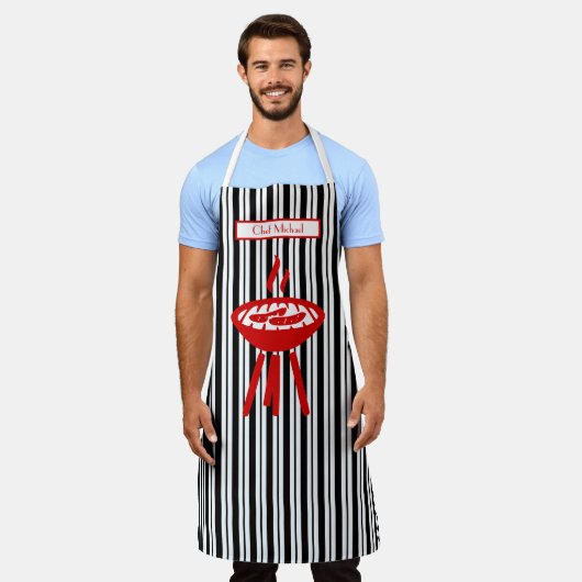 Barbecue Verticale Streep #2 Doe-het-zelf Kleuren  Schort (Gedragen)