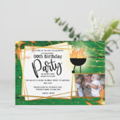 Barbecue vlammen string licht foto AGE verjaardag Kaart (Staand voorkant)