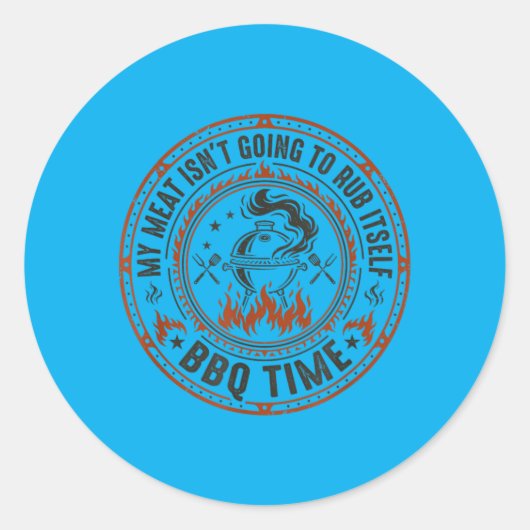 Barbecue Vlees Rub Barbecue Grillen Ronde Sticker (Voorkant)
