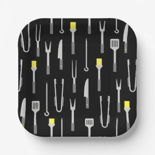 barbecueapparatuur zomer bbq chef zwart papieren bordje