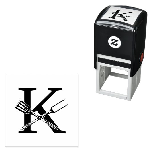 Barbecuebenodigdheden boven enkel vet Initiaal mon Zelfinktende Stempel (In situ)