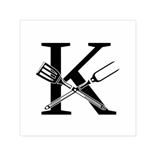 Barbecuebenodigdheden boven enkel vet Initiaal mon Zelfinktende Stempel (Design)