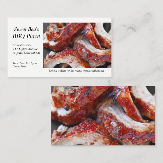 Barbecued baby back-up dichtbij visitekaartje (Voorkant / Achterkant)