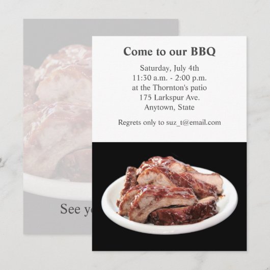 Barbecuede rugribben kaart (Voorkant / Achterkant)