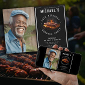 Barbecuefoto 70ste verjaardagsfeestje kaart