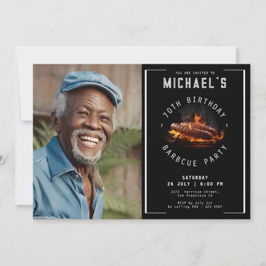 Barbecuefoto 70ste verjaardagsfeestje kaart (Voorkant)