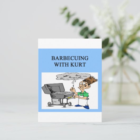 barbecuen met kurt briefkaart (Staand voorkant)