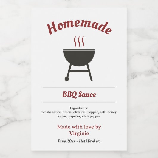 Barbecuesaus BBQ Flesetiket Sticker (Enkel label)