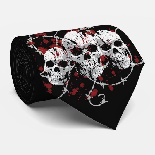 Barbed Skulls Stropdas (Opgerold)