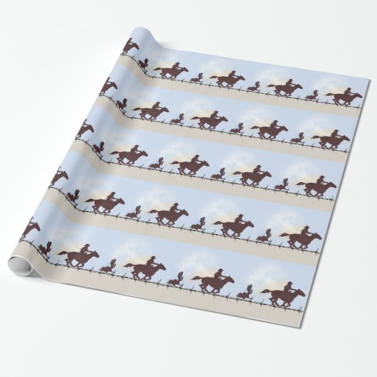 Barbed Wire Cowboy Gift Wrap Cadeaupapier (Uitgerold)