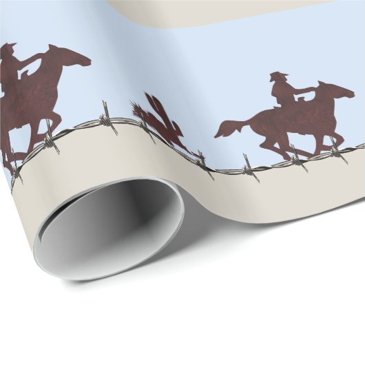 Barbed Wire Cowboy Gift Wrap Cadeaupapier (Rol Hoek)