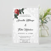 Barbed Wire Damask Roos Gothic Wedding Kaart (Staand voorkant)