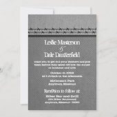 Barbed Wire Fence Biker Wedding Invite, grijs Kaart (Voorkant)
