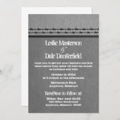 Barbed Wire Fence Biker Wedding Invite, grijs Kaart (Voorkant / Achterkant)
