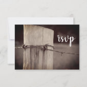 Barbed Wire Fence Country Ranch Wedding RSVP Kaartje (Voorkant)