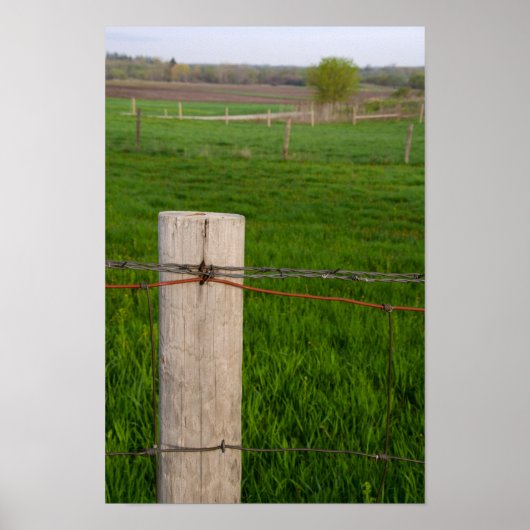 Barbed Wire Fence Post Poster (Voorkant)