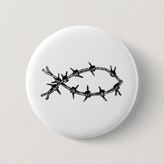 Barbed Wire Fish Ronde Button 5,7 Cm (Voorkant)