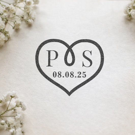 Barbed Wire Frame Heart Wedding Initial Monogram Rubberstempel