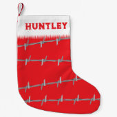 Barbed Wire Grunge Gothic Punk gepersonaliseerd Kleine Kerstsok (Voorkant)