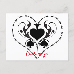 Barbed Wire Heart Black Spades Thunder_Cove Briefkaart