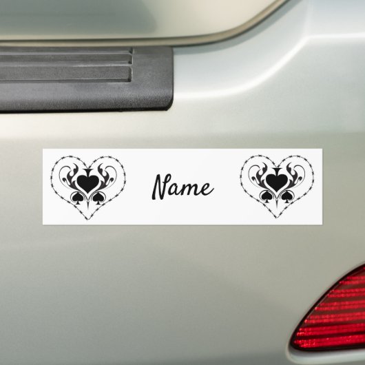 Barbed Wire Heart Black Spades Thunder_Cove Bumpersticker (Op auto)