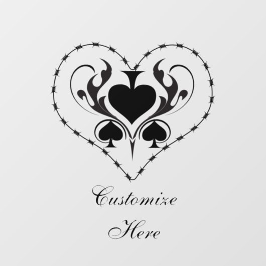 Barbed Wire Heart Black Spades Thunder_Cove Raamsticker (Vel)