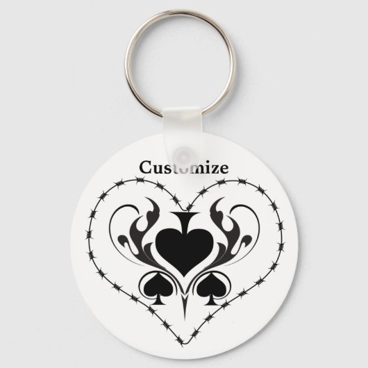 Barbed Wire Heart Black Spades Thunder_Cove Sleutelhanger (Voorkant)