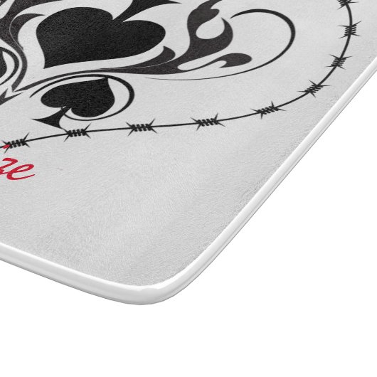 Barbed Wire Heart Black Spades Thunder_Cove Snijplank (Hoek)