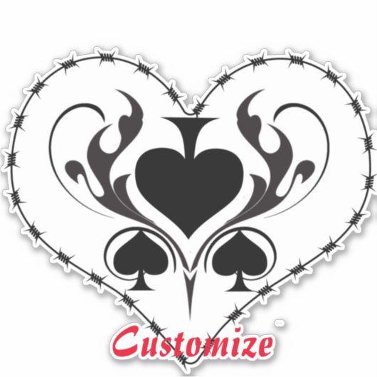 Barbed Wire Heart Black Spades Thunder_Cove Sticker (Voorkant)