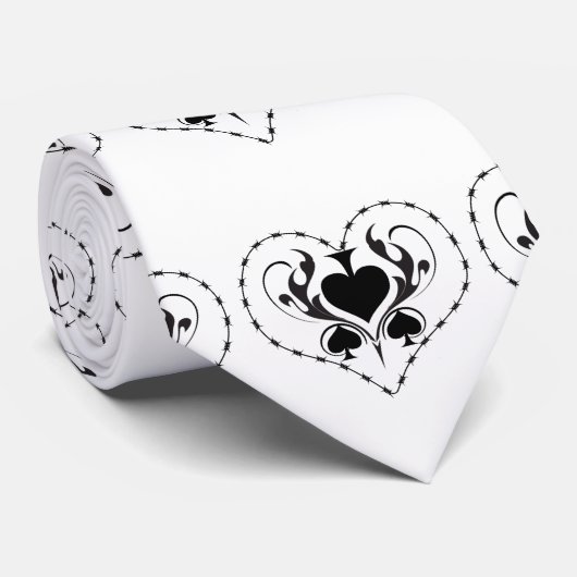 Barbed Wire Heart Black Spades Thunder_Cove Stropdas (Opgerold)