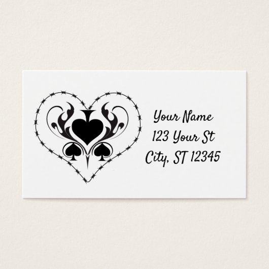 Barbed Wire Heart Black Spades Thunder_Cove Visitekaartje (Voorkant)