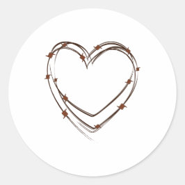 Barbed Wire Heart Ronde Sticker