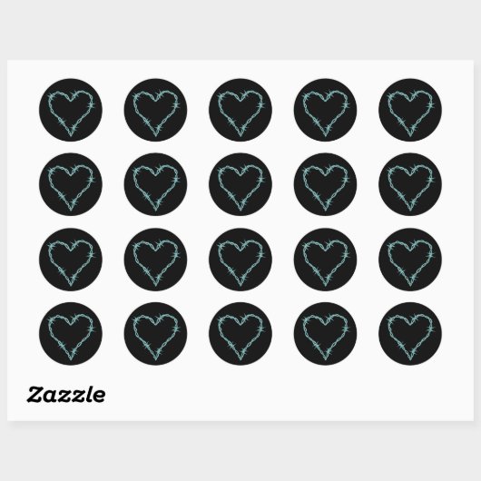 Barbed Wire Heart Ronde Sticker (Vel)