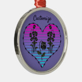 Barbed Wire Heart Wilde Zwarte Rozen Thunder_Cove Metalen Ornament (Rechts)