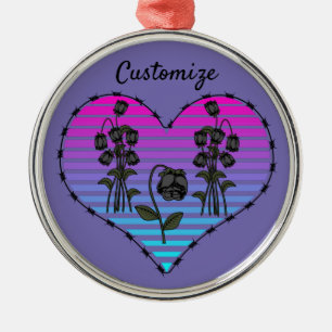 Barbed Wire Heart Wilde Zwarte Rozen Thunder_Cove Metalen Ornament